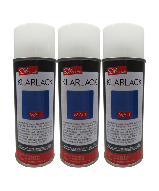 Klarlack Spray matt 3x 400ml Acryl Sprühlack