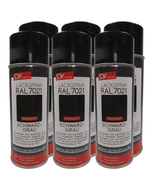 Lackspray RAL 7021 SCHWARZGRAU seidenmatt 6x 400ml grau Acryllack