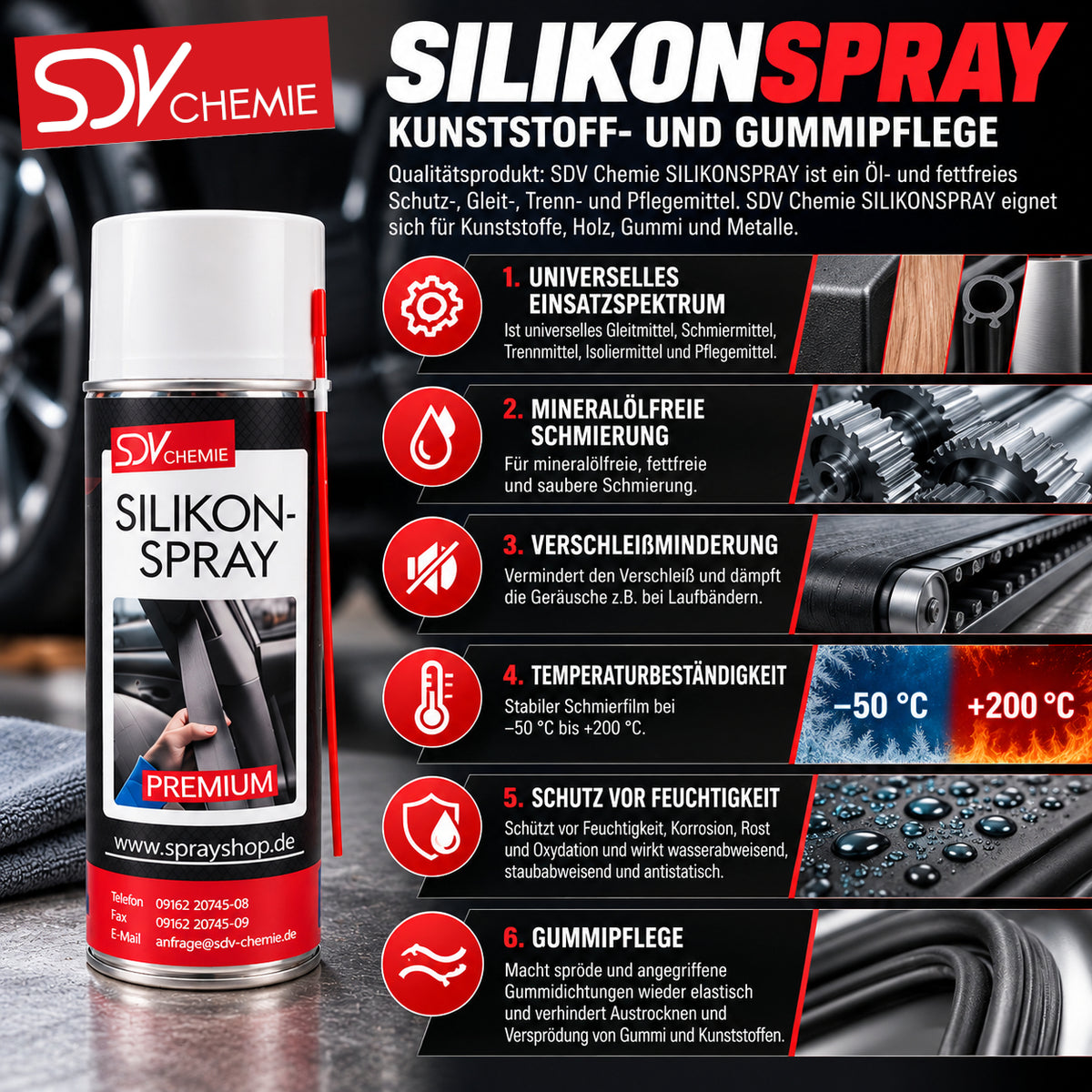 Silikonspray 400ml Eigenschaften