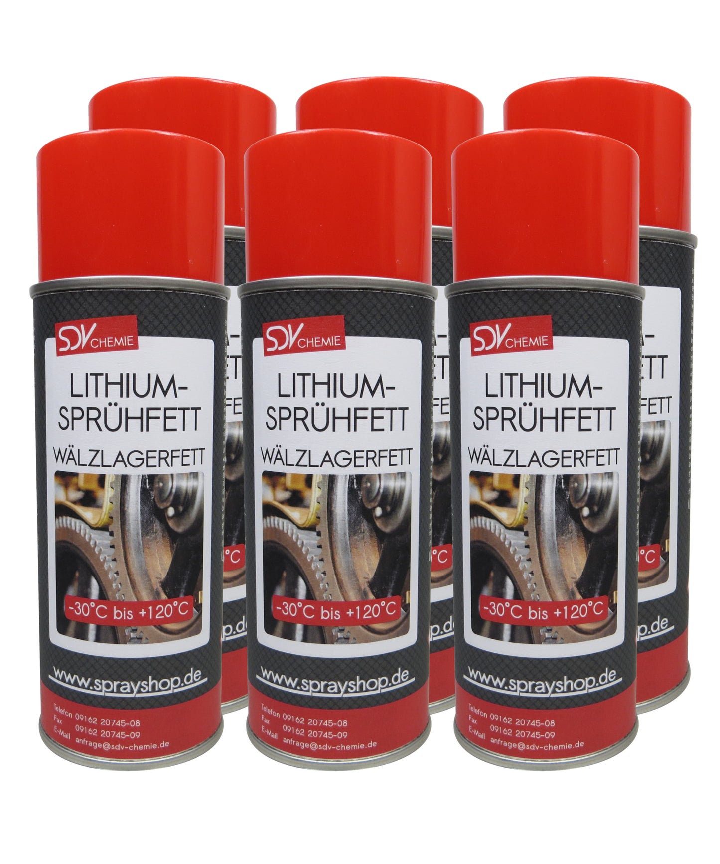 Lithium Sprühfett 6x 400ml Wälzlagerfett Schmierfett Fettspray