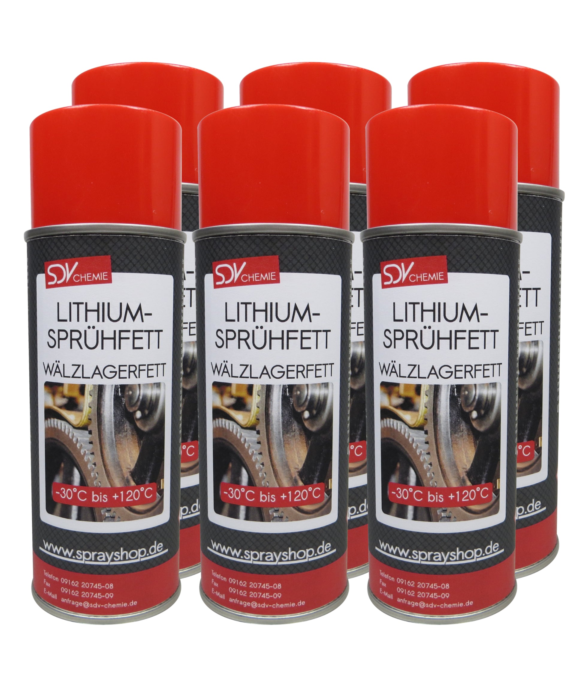 Lithium Sprühfett 6x 400ml Wälzlagerfett Schmierfett Fettspray