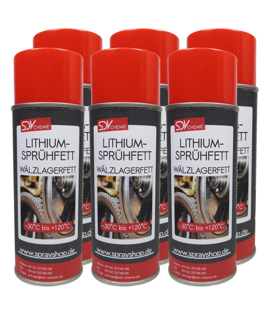 Lithium Sprühfett 6x 400ml Wälzlagerfett Schmierfett Fettspray