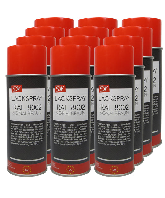 Lackspray RAL 8002 SIGNALBRAUN glänzend 12x 400ml Acryllack