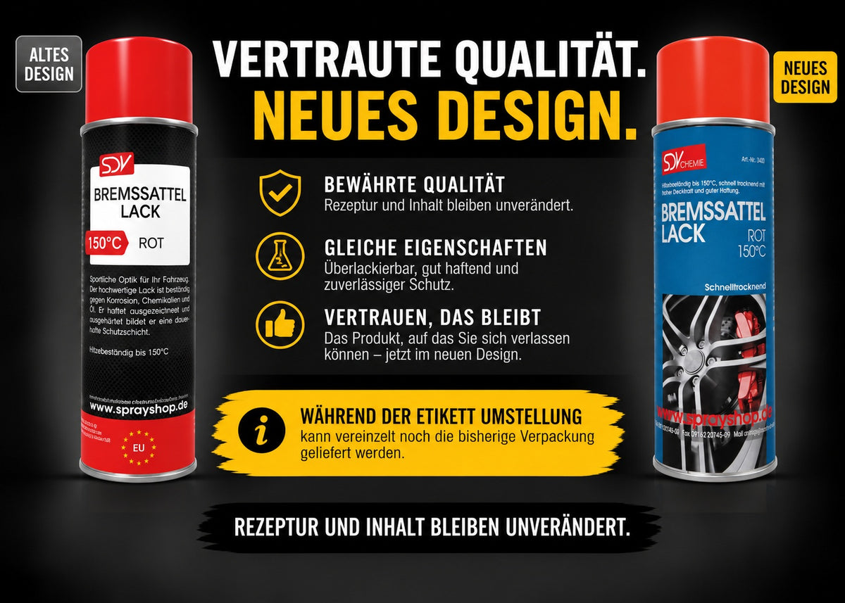 Bremssattellack rot Etikettänderung