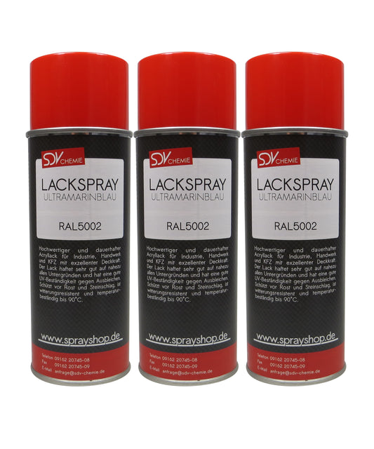 Lackspray RAL 5002 ULTRAMARINBLAU glänzend 3x 400ml Acryllack