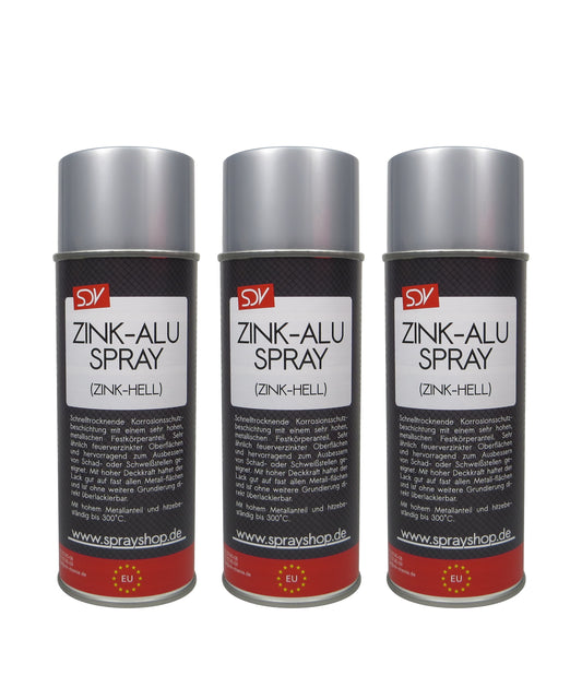 Zink-ALU-Spray 98% REIN 3x 400ml Zink hell Korrosionsschutz