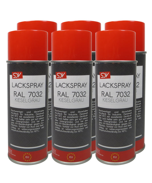 Lackspray RAL 7032 KIESELGRAU glänzend 6x 400ml Acryllack