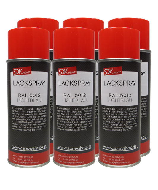 Lackspray RAL 5012 LICHTBLAU glänzend 6x 400ml Acryllack