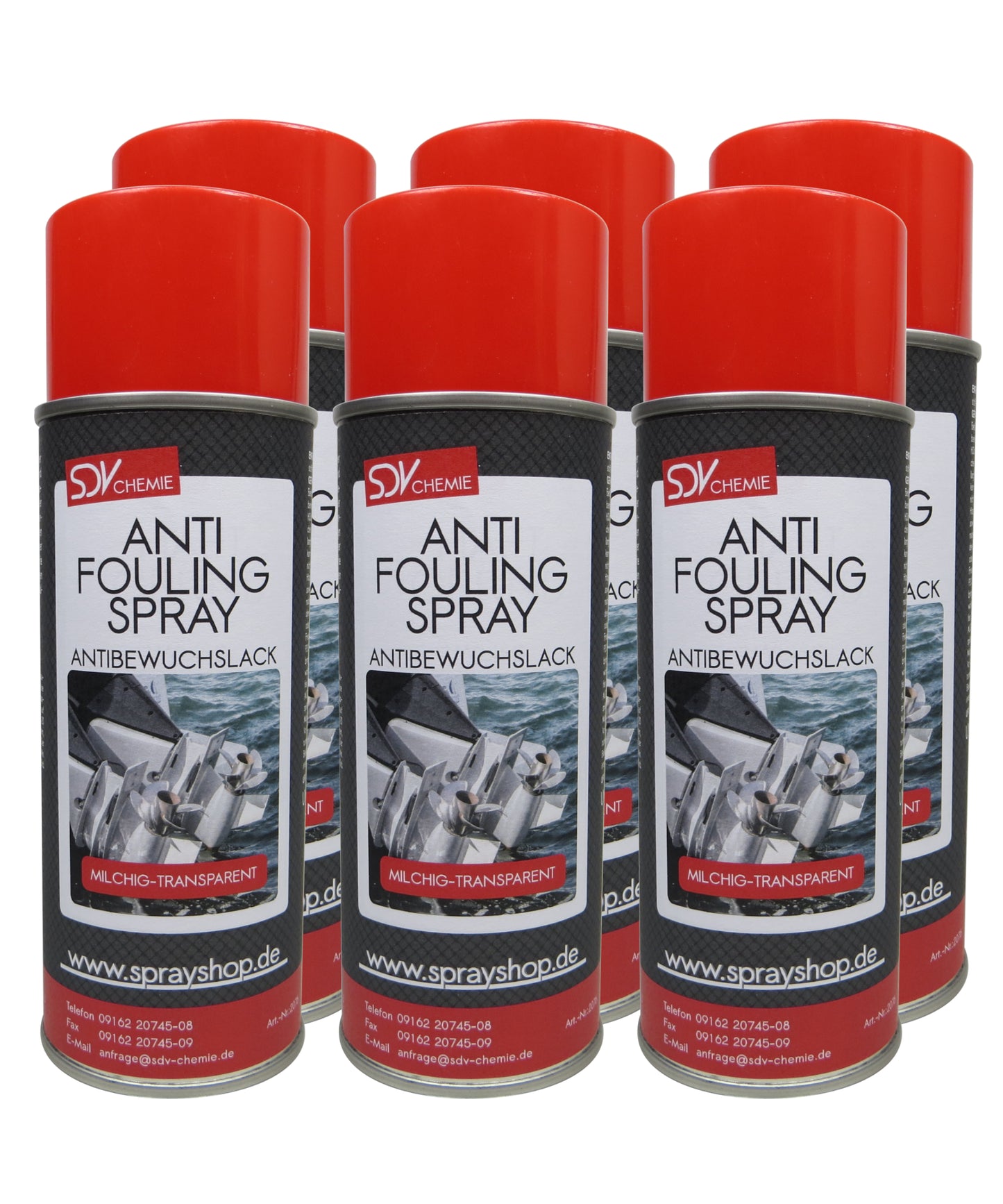 Antifouling transparent milchig 6x 400ml für Propeller Aussenborder