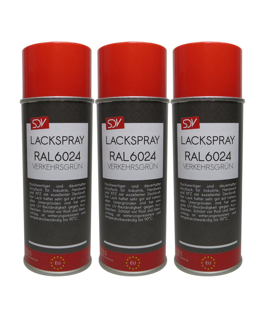 Lackspray RAL 6024 VERKEHRSGRÜN glänzend 3x 400ml Acryllack