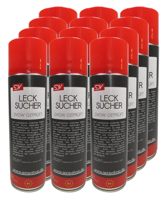 Lecksuchspray 12x 400ml DVGW geprüft Leckfinder Lecksucher Prüfspray