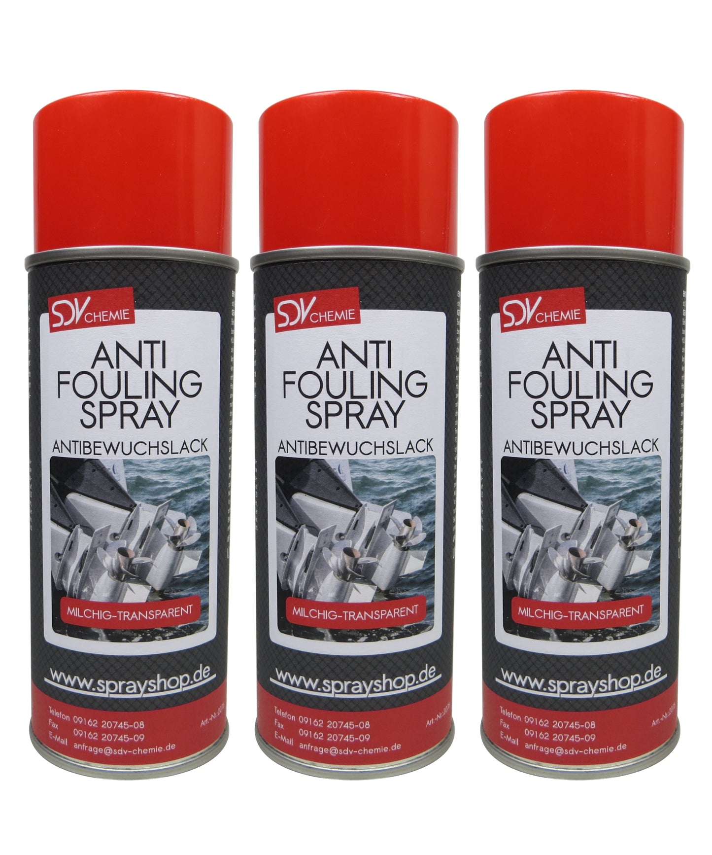 Antifouling transparent milchig 3x 400ml für Propeller Aussenborder