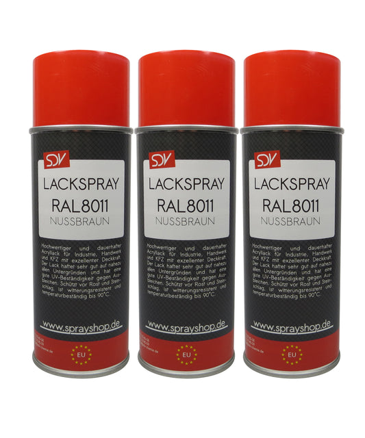 Lackspray RAL 8011 NUSSBRAUN glänzend 3x 400ml Acryllack