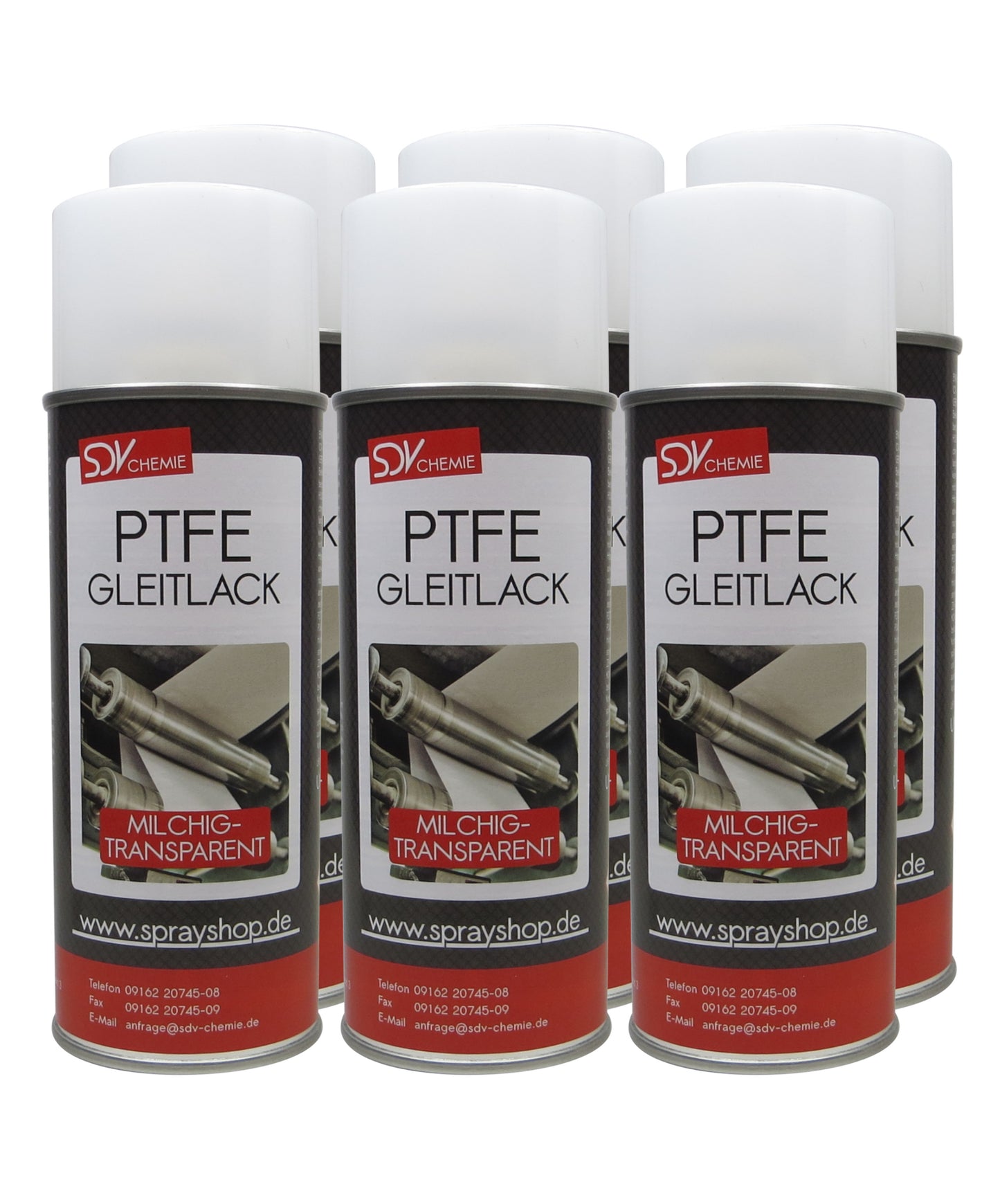 PTFE Gleitlack Spray 6x 400ml Trockenschmierstoff Teflonspray