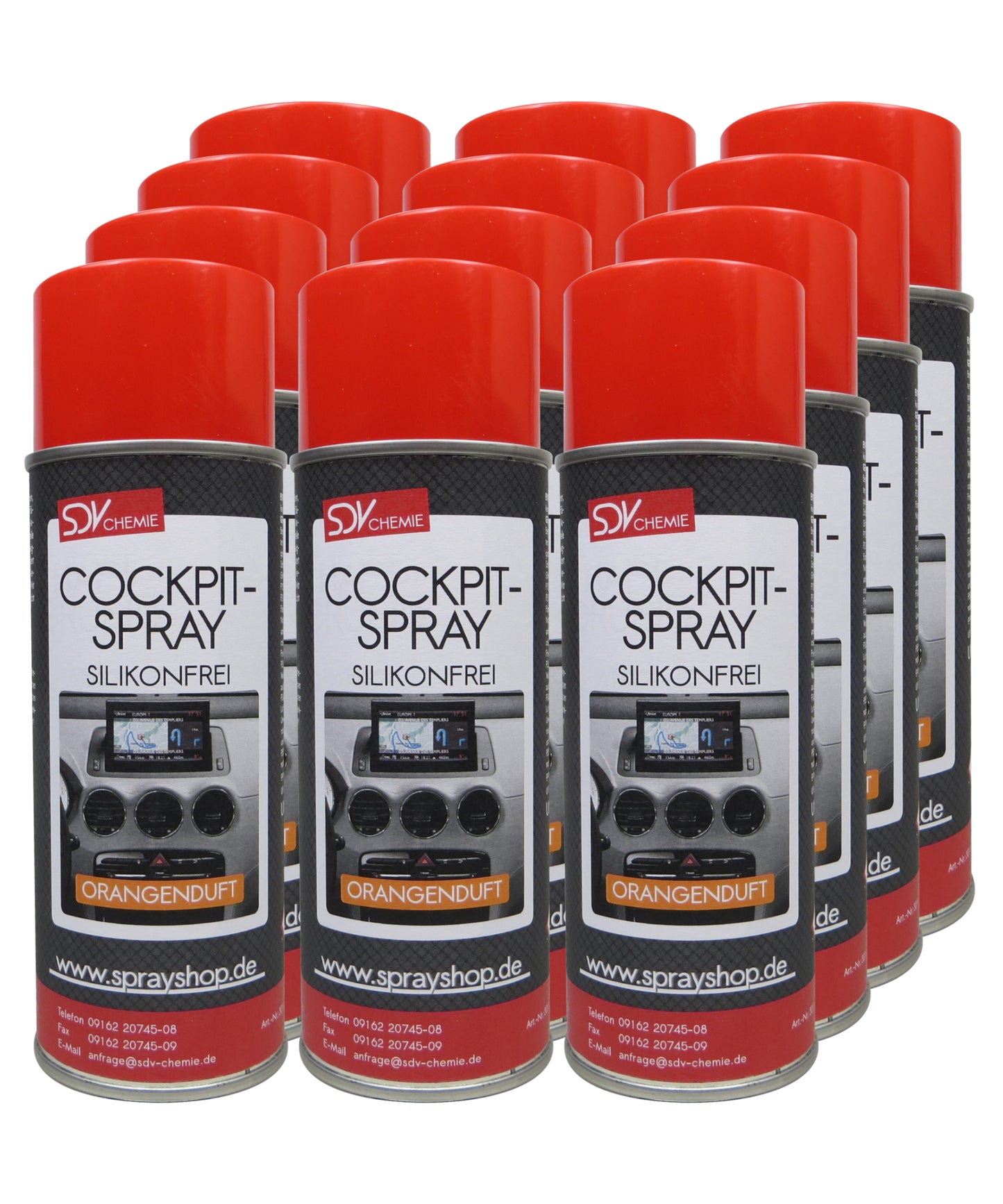 Cockpitspray Orangenduft silikonfrei 12x 400ml Cockpit Pflege Reiniger
