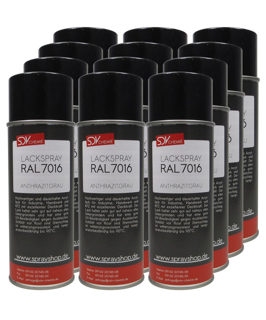 Lackspray RAL 7016 ANTHRAZITGRAU glänzend 12x 400ml Acryllack