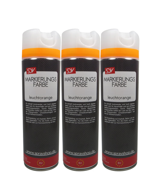 Markierungsfarbe leuchtorange 3x 500ml Markierspray Markierungsspray