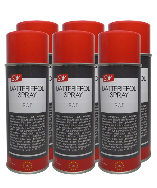 Batteriepolspray rot 6x 400ml Batteriepol Schutz Fett Kontaktfett