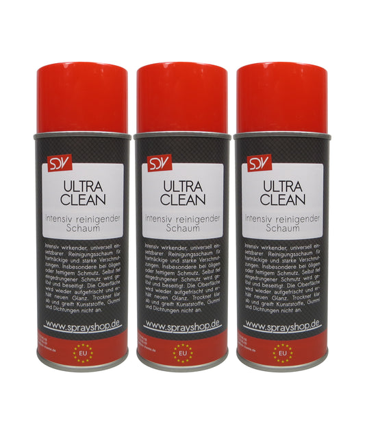 Ultra Clean 3x 400ml Aktivschaum Scheiben Reiniger Reinigungsschaum