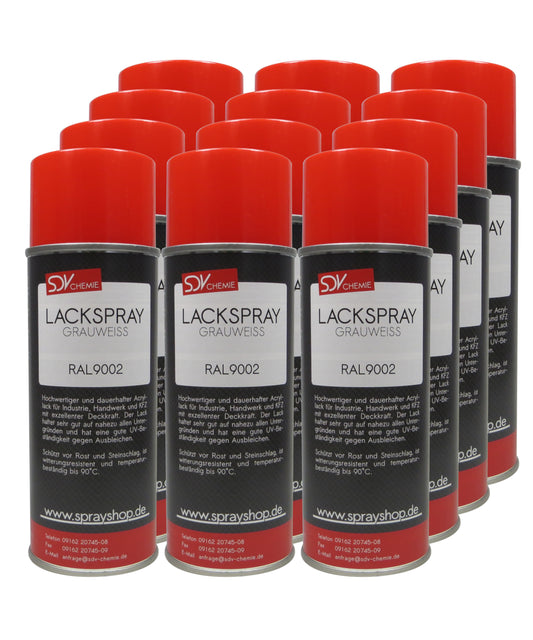 Lackspray RAL 9002 GRAUWEISS glänzend 12x 400ml Acryllack