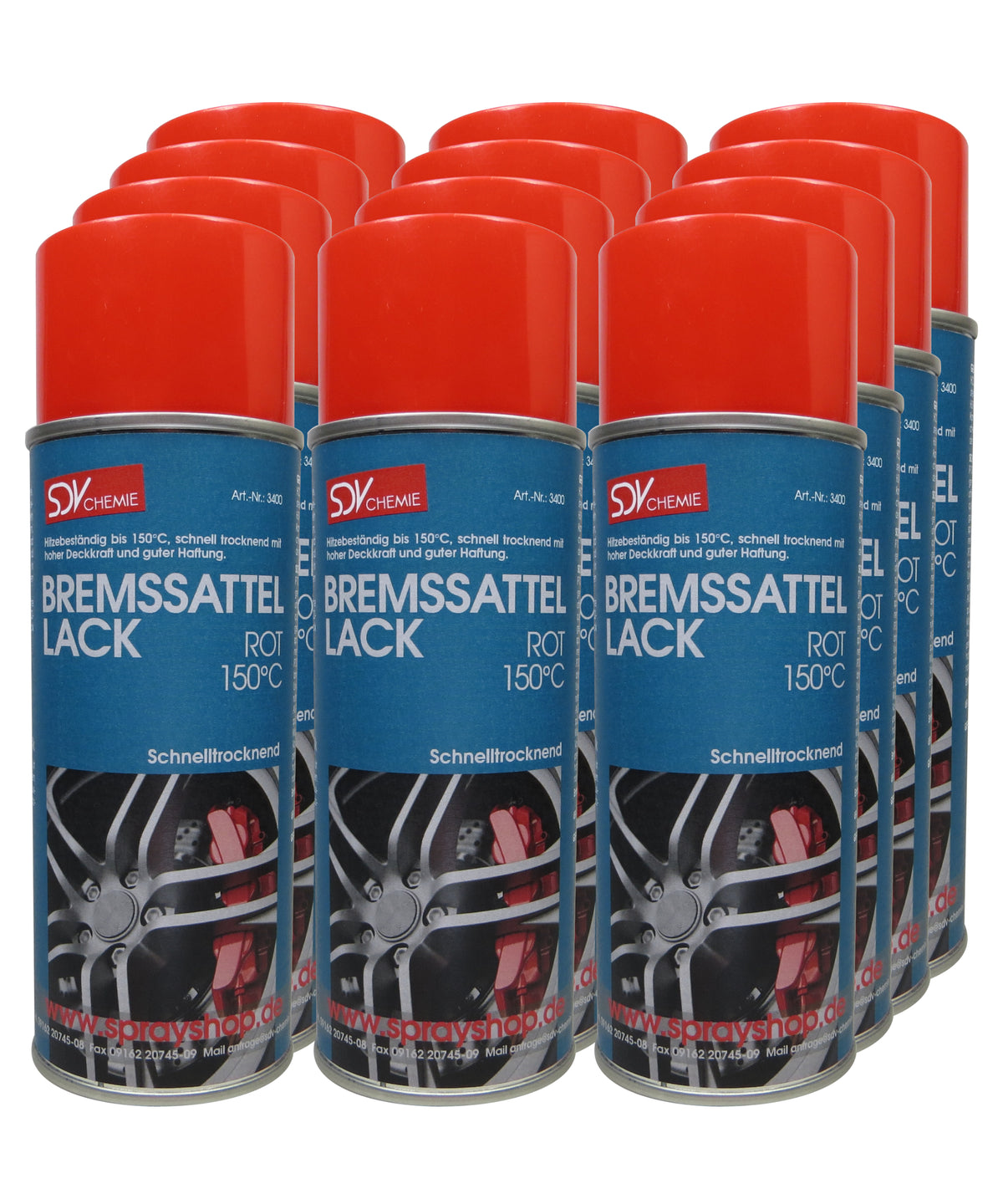 Bremssattellack rot 12x 400ml hitzefest bis 150°C Bremssattelfarbe