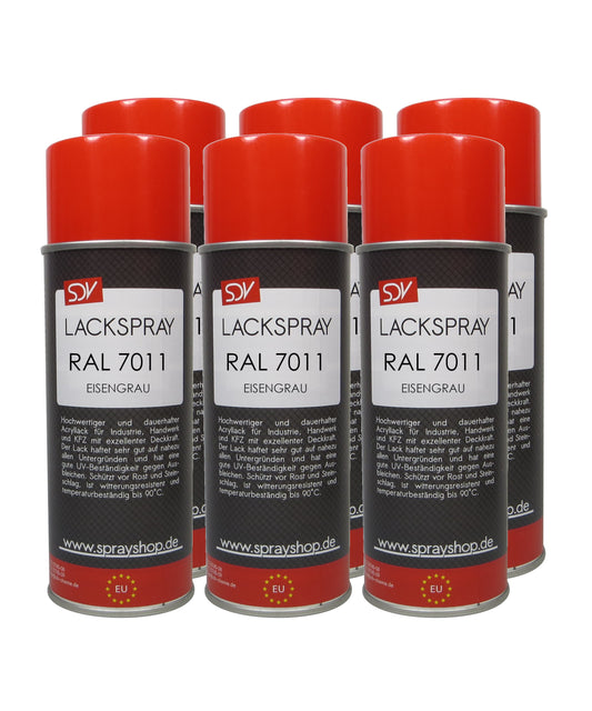 Lackspray RAL 7011 EISENGRAU glänzend 6x 400ml Acryllack