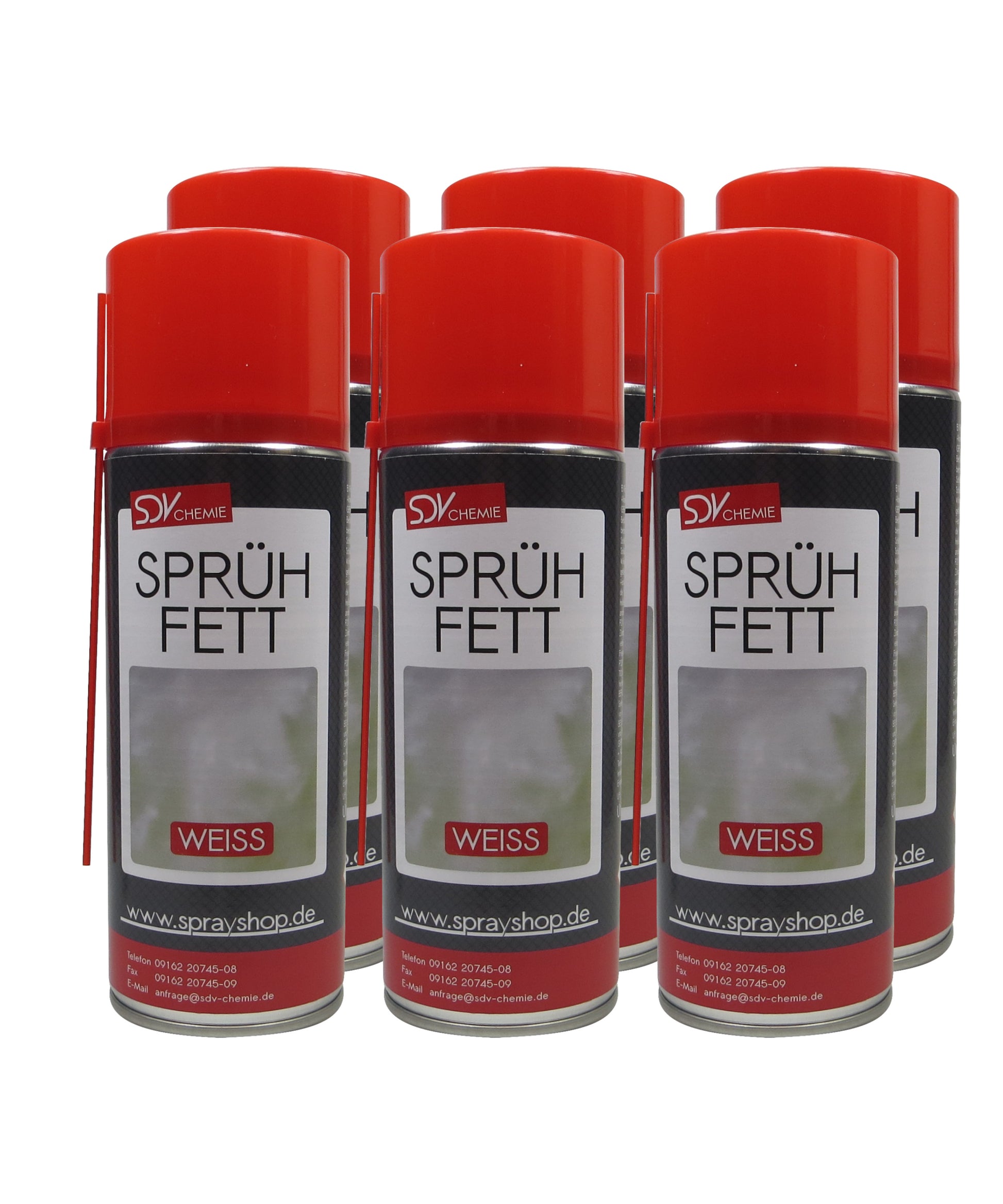 Sprühfett weiss 6x 400ml mit PTFE Schmierfett Fettspray Allzweckfett