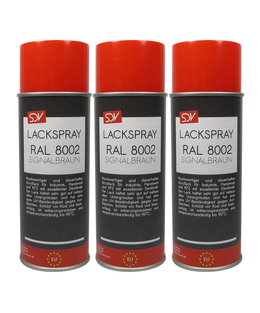 Lackspray RAL 8002 SIGNALBRAUN glänzend 3x 400ml Acryllack