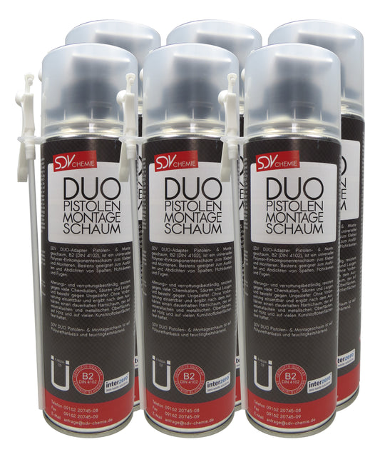 DUO Pistolen Montage Schaum B2 6x 500ml 2-in-1-System Bauschaum