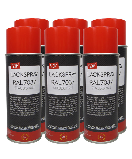 Lackspray RAL 7037 STAUBGRAU glänzend 6x 400ml Acryllack