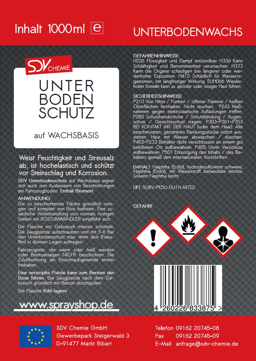 Unterbodenschutz Wachs schwarz 6x 1L Unterbodenwachs UBS