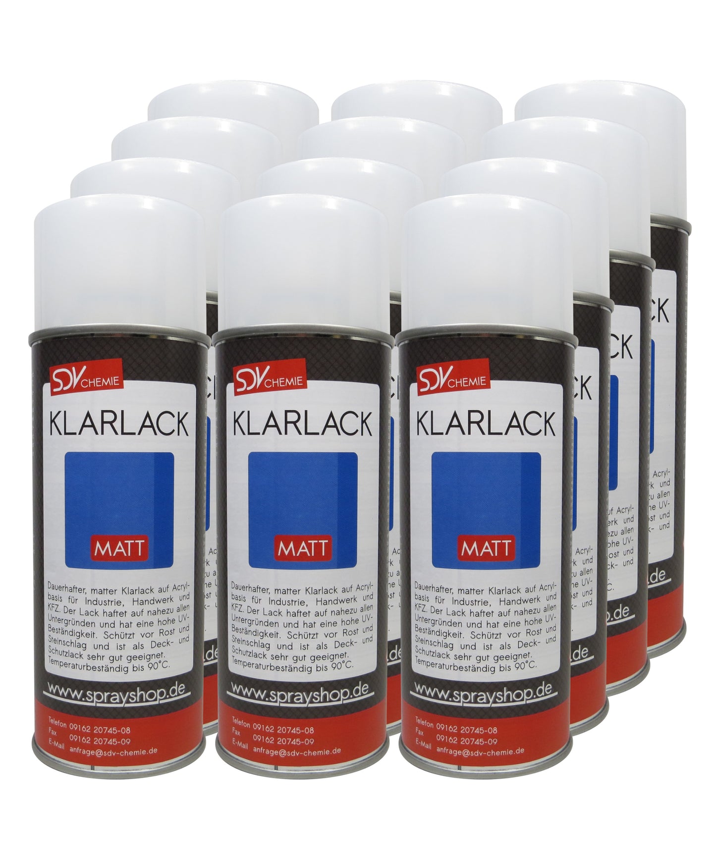 Klarlack Spray matt 12x 400ml Acryl Sprühlack