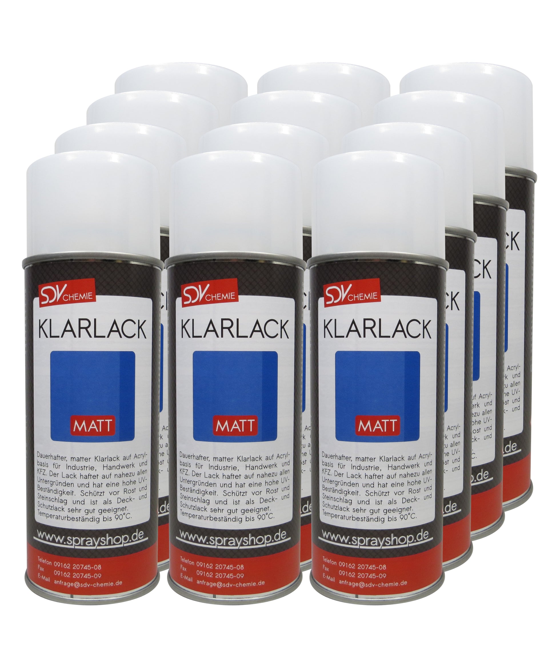 Klarlack Spray matt 12x 400ml Acryl Sprühlack