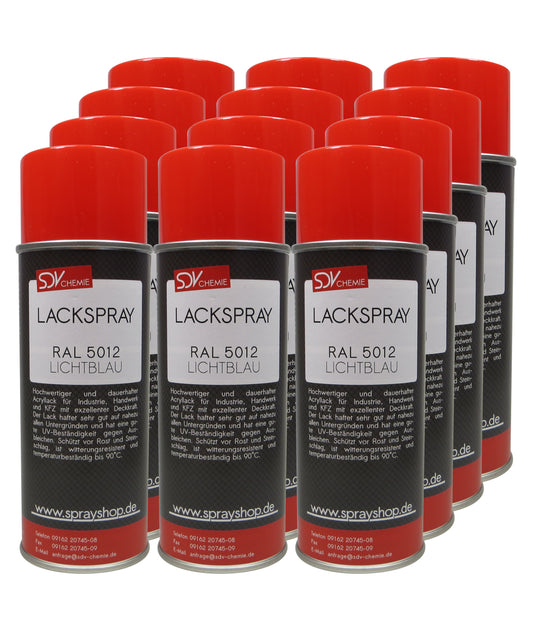 Lackspray RAL 5012 LICHTBLAU glänzend 12x 400ml Acryllack