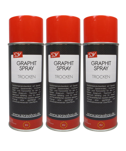 Graphitspray trocken 3x 400ml Hochleistungsschmiermittel bis 450°C