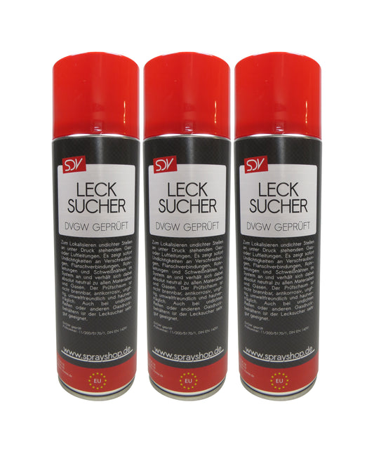 Lecksuchspray 3x 400ml DVGW geprüft Leckfinder Lecksucher Prüfspray