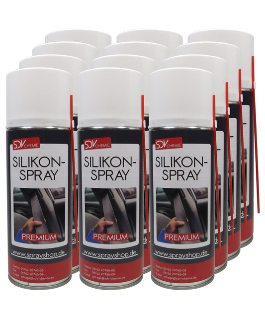 Silikonspray 12x 400ml Siliconspray Kunststoff- und Gummipflege