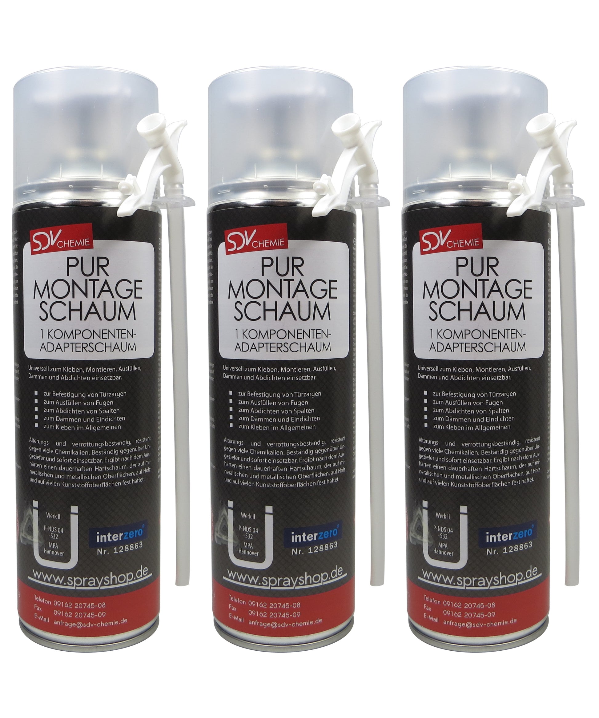 Montageschaum B2 3x 500ml Bauschaum Füllschaum