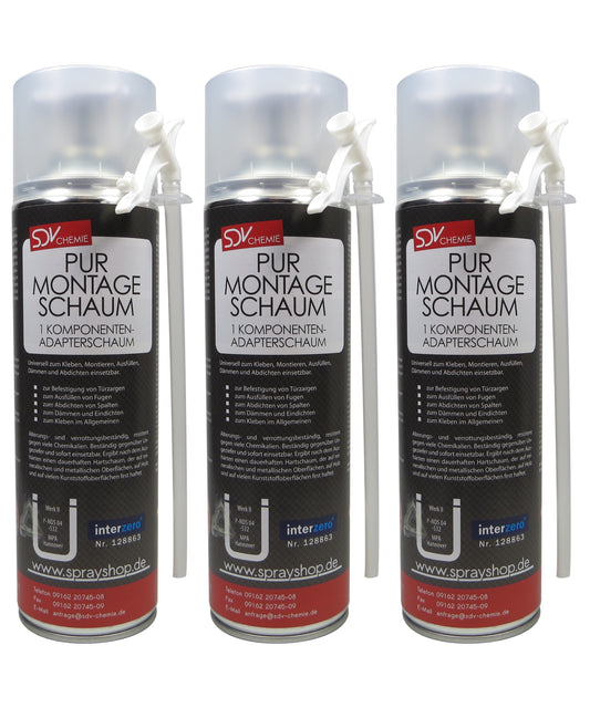 Montageschaum B2 3x 500ml Bauschaum Füllschaum