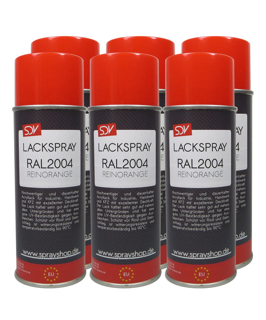 Lackspray RAL 2004 REINORANGE glänzend 6x 400ml Acryllack