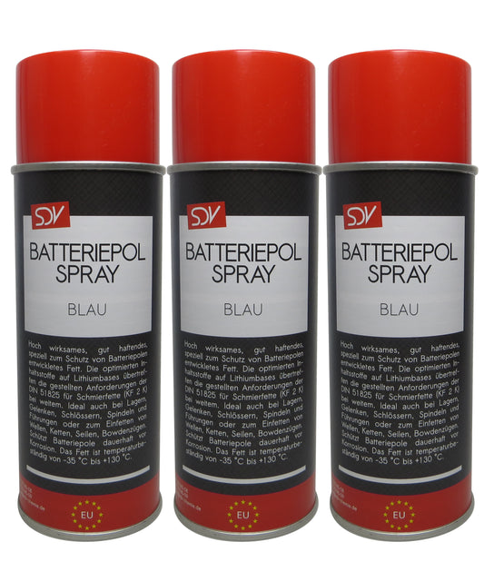 Batteriepolspray blau 3x 400ml Batteriepol Schutz Fett Kontaktfett