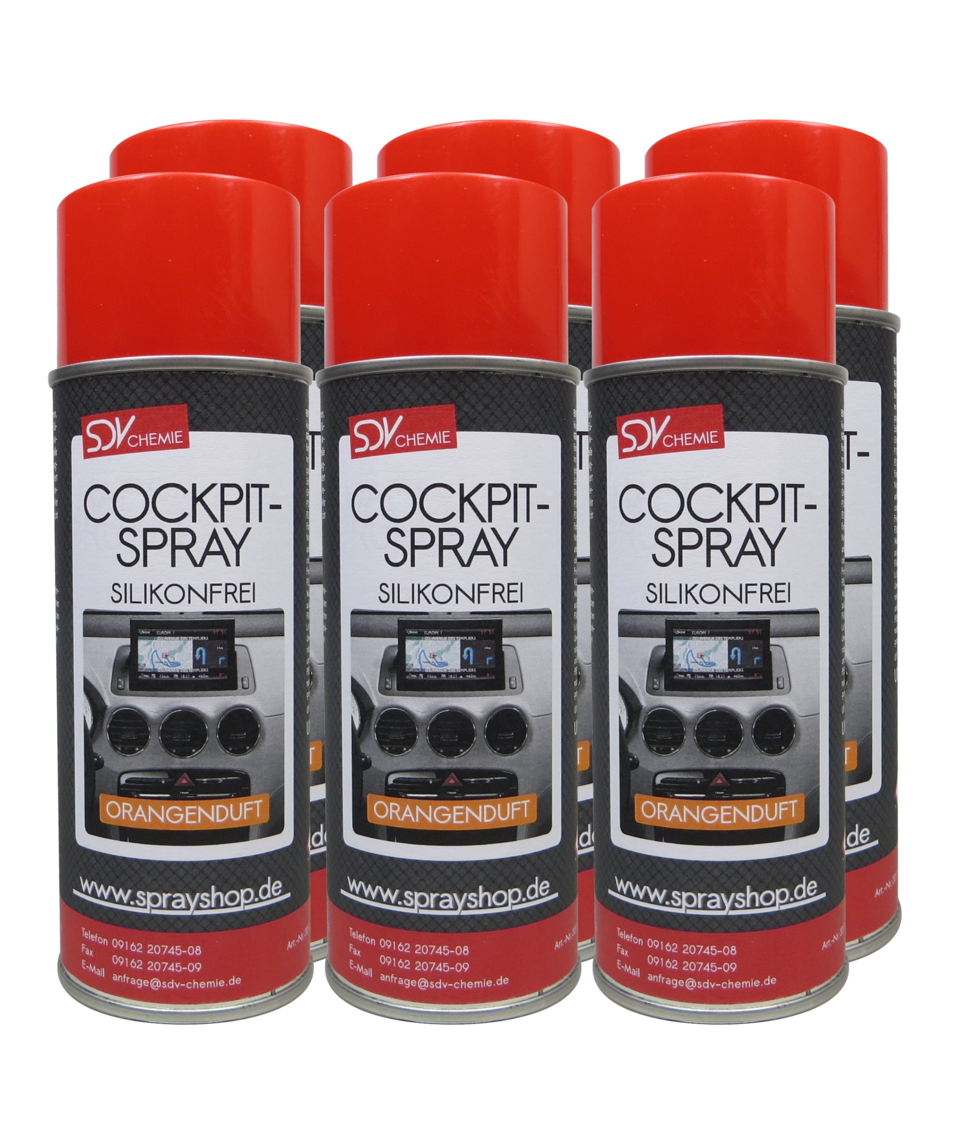 Cockpitspray Orangenduft silikonfrei 6x 400ml Cockpit Pflege Reiniger