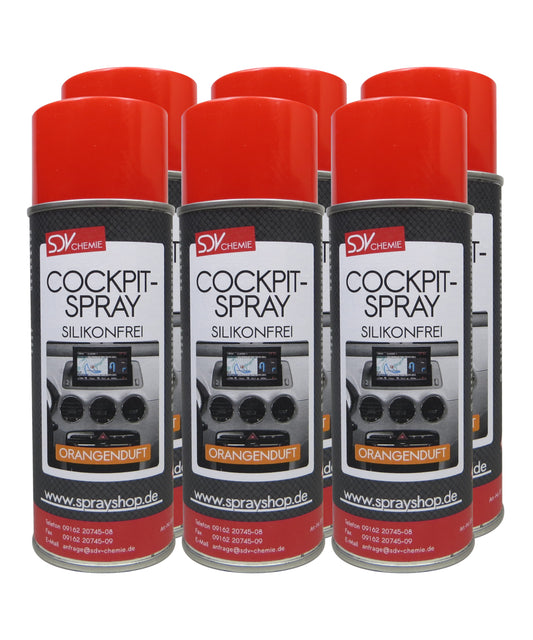 Cockpitspray Orangenduft silikonfrei 6x 400ml Cockpit Pflege Reiniger