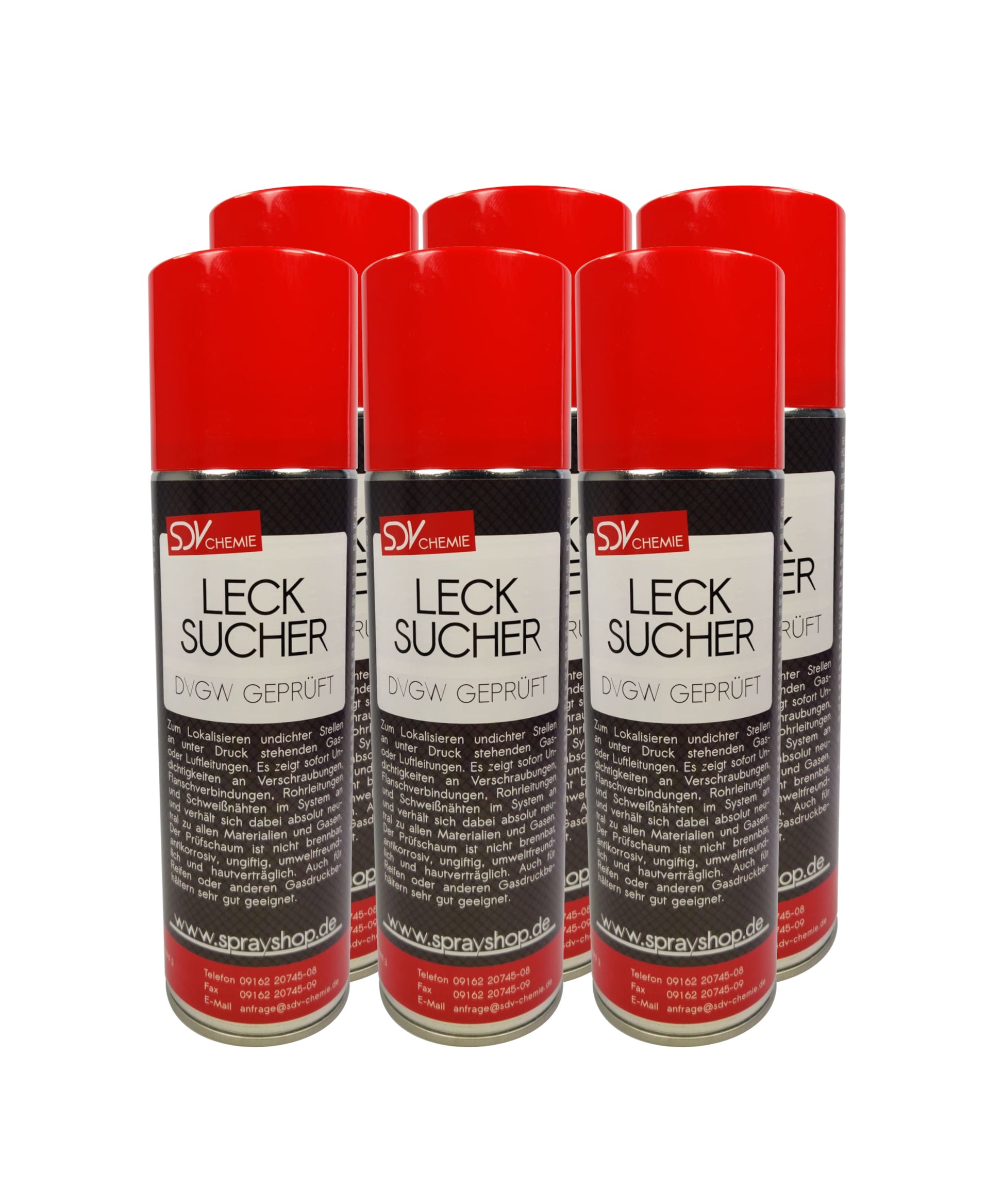 Lecksuchspray 6x 200ml DVGW geprüft Leckfinder Lecksucher Prüfspray