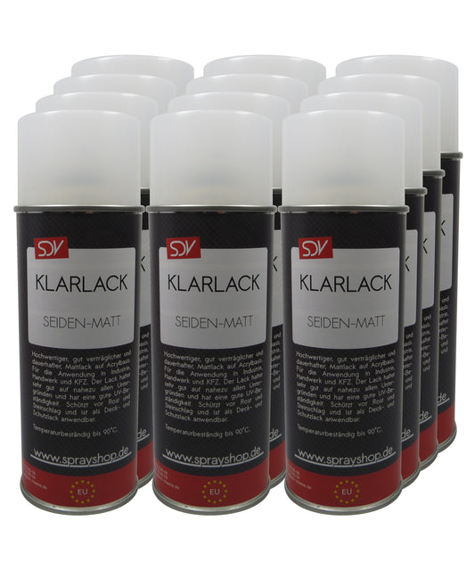 Klarlack Spray seidenmatt 12x 400ml schnelltrocknend Acryl Sprühlack