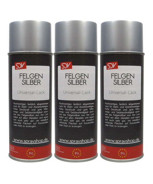 Felgensilber 3x 400ml Autolack Acryl Lackspray Felgenlack silber