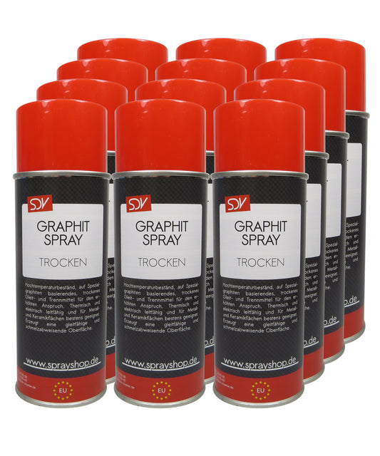 Graphitspray trocken 12x 400ml Hochleistungsschmiermittel bis 450°C