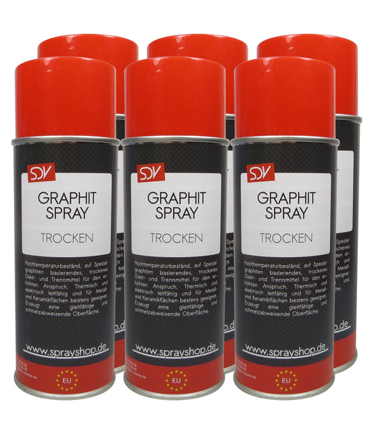 Graphitspray trocken 6x 400ml Hochleistungsschmiermittel bis 450°C