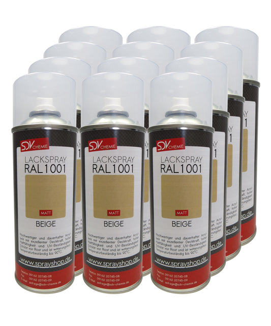 Lackspray RAL 1001 BEIGE matt 12x 400ml Acryllack