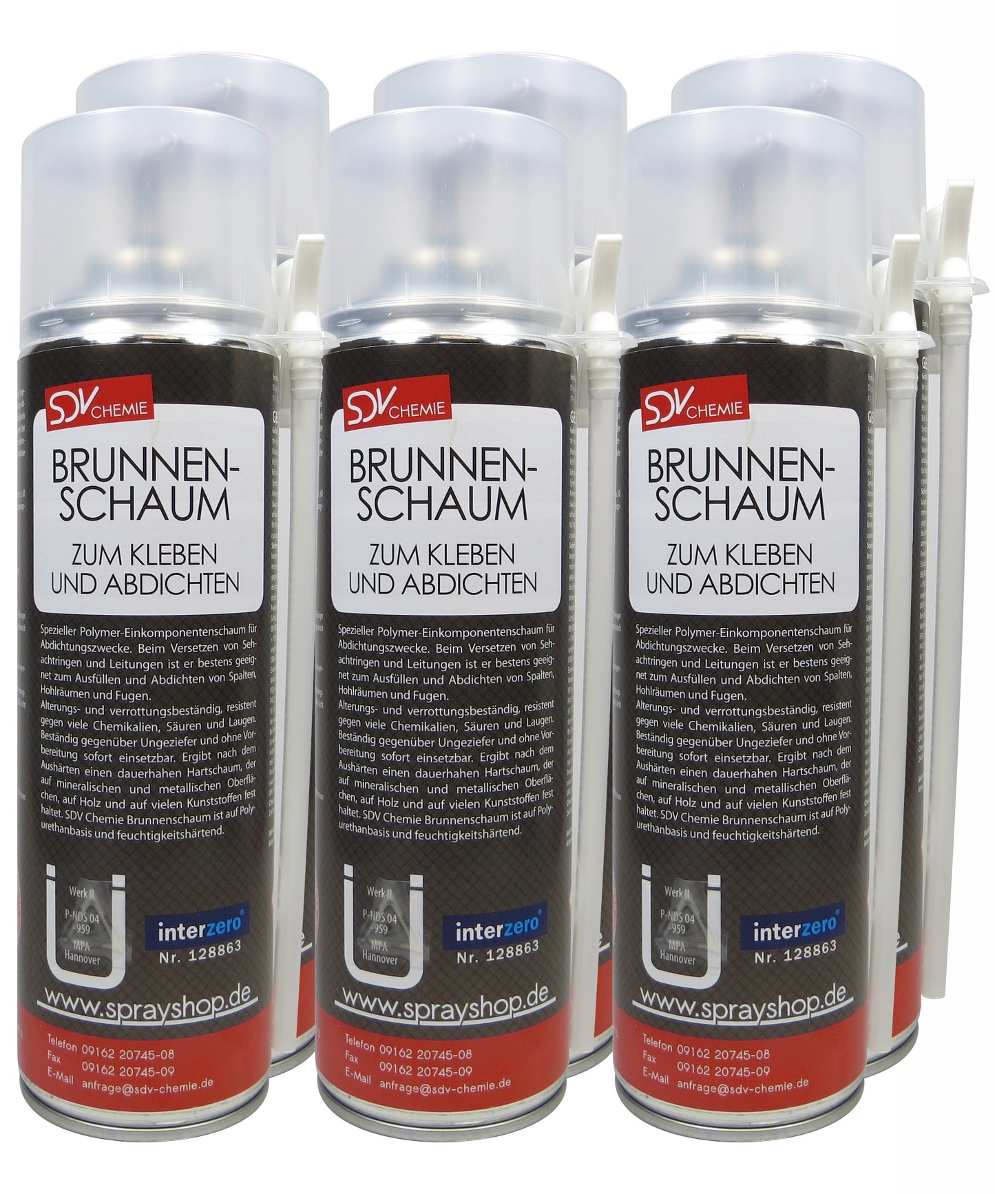 Brunnenschaum B2 6x 500ml Montageschaum Schachtschaum